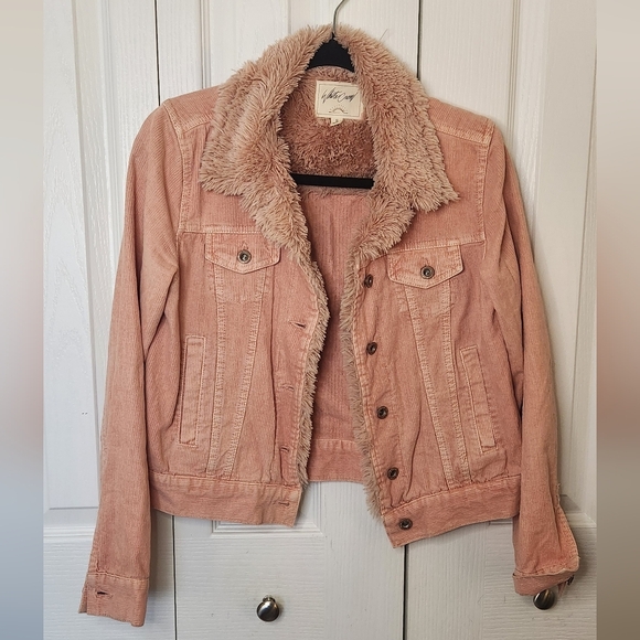 White Crow Jackets & Blazers - White Crow size small pink corduroy faux fur lined trucker jacket warm soft